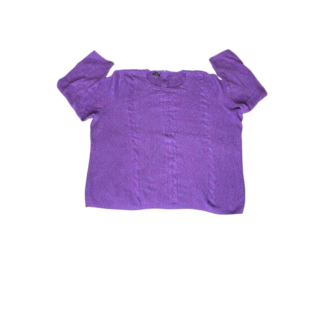 Talbots  size 3X purple/pink Heather sweater back up cable knit elevated office